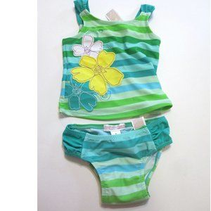 Old Navy Baby Girl Tropical 2 Piece Tankini Swimsuit Size 6-12 Months